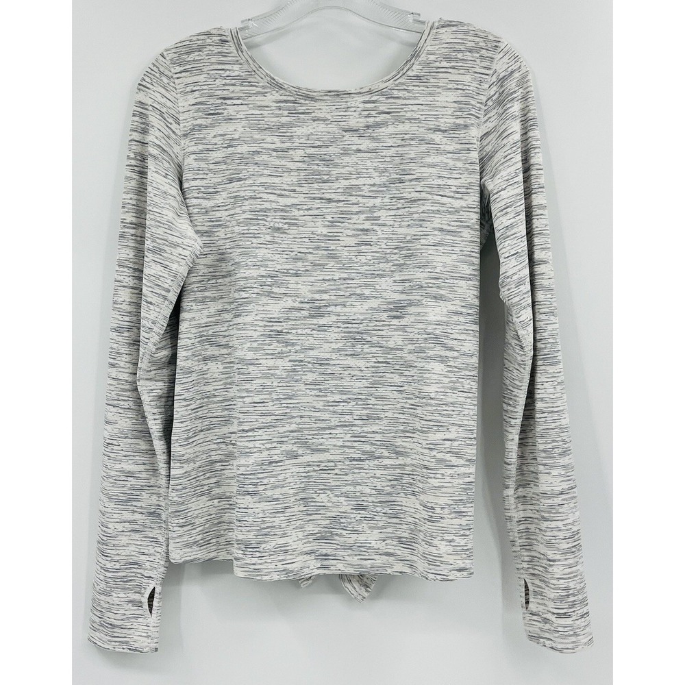 Zyia Active Long Sleeve Open Back Top Heathered Gray Size XL Thumbholes